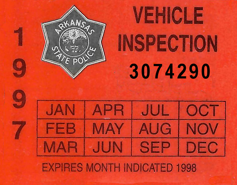 1997 Arkansas Inspection Sticker (image for) 1997 Arkansas Inspection Sticker